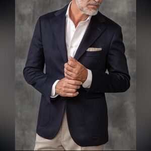 Patrick James 100% Cashmere Classic Navy Sports Coat Blazer Gold Buttons, 39 R